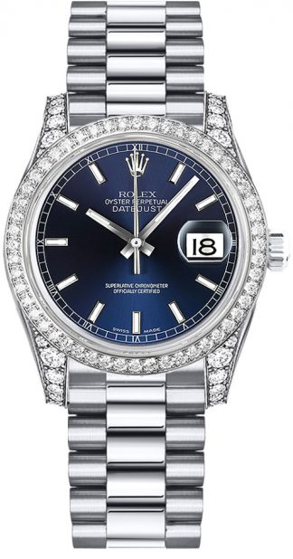 replique Montre Femme Rolex Datejust 31 Cadran Bleu Or Blanc 178159