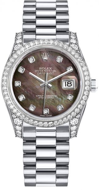 replique Montre Femme Rolex Datejust 31 Nacre Noire Diamant 178159