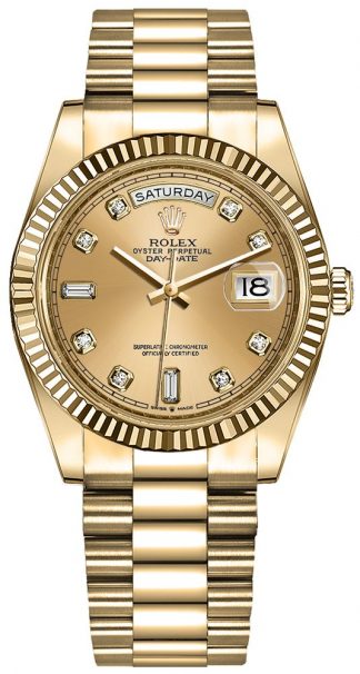 replique Montre Femme Rolex Day-Date 36 Champagne Diamond Dial 128238