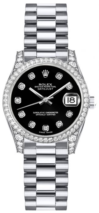 replique Montre Femme Rolex Lady-Datejust 26 Black Diamond Dial 179159