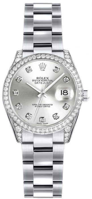 replique Montre Femme Rolex Lady-Datejust 26 Cadran Diamant Argent 179159