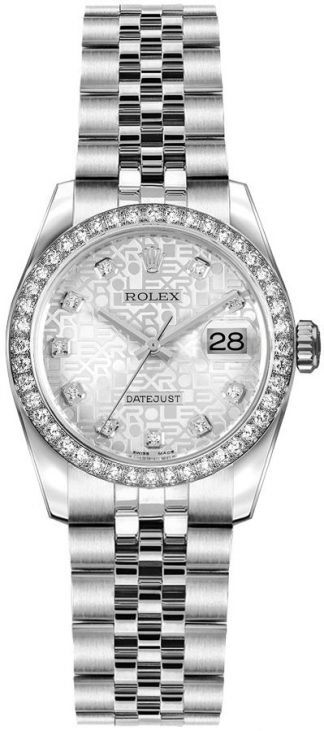 replique Montre Femme Rolex Lady-Datejust 26 Cadran Jubilé Argent 179384