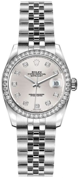 replique Montre Femme Rolex Lady-Datejust 26 Diamant Cadran Argent 179384