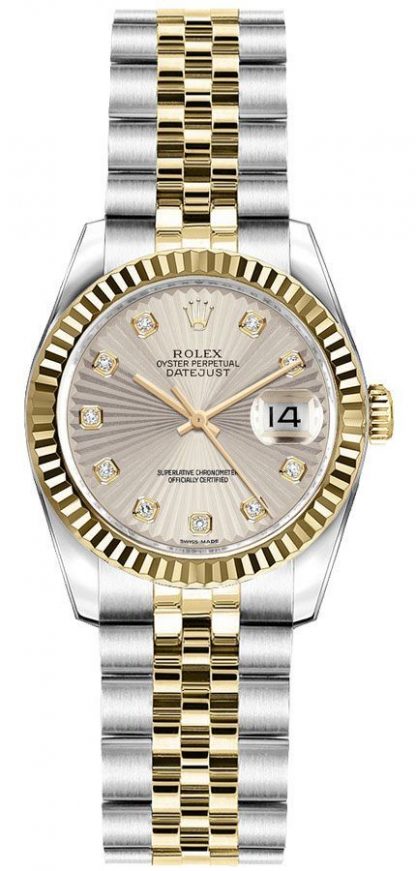 replique Montre Femme Rolex Lady-Datejust 26 Ivory Sunbeam Dial 179173