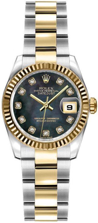 replique Montre Femme Rolex Lady-Datejust 26 Oyster Bracelet Or et Acier 179173