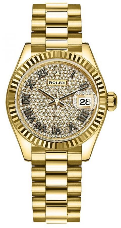 replique Montre Femme Rolex Lady-Datejust 28 Diamants Or Jaune 279178