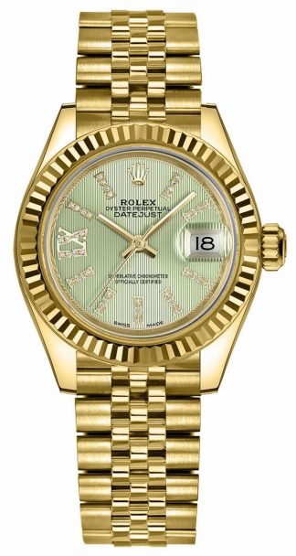 replique Montre Femme Rolex Lady-Datejust 28 Linden Cadran Vert 279178