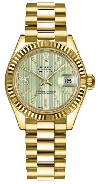 replique Montre Femme Rolex Lady-Datejust 28 Or Jaune Lunette Cannelée 279178