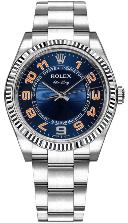 replique Montre Femme Rolex Oyster Perpetual Air-King Blue Dial 114234