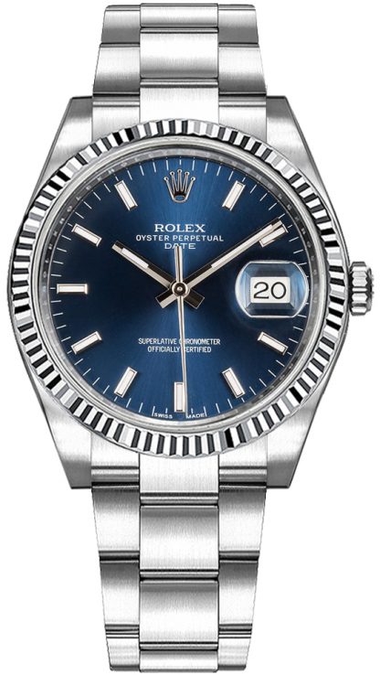 replique Montre Femme Rolex Oyster Perpetual Date 34 Cadran Bleu 115234