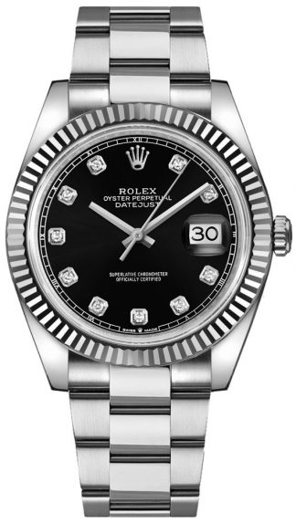 replique Montre Homme Rolex Datejust 41 Black Diamond Dial 126334