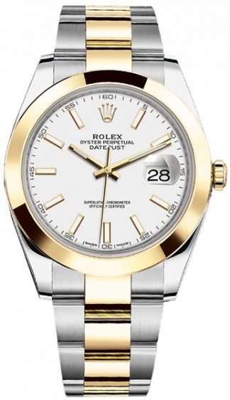 replique Montre Homme Rolex Datejust 41 Cadran Blanc Or et Acier 126303