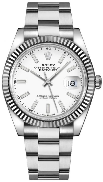 replique Montre Homme Rolex Datejust 41 Cadran Blanc Or et Acier 126334