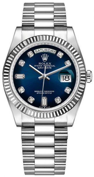 replique Montre Homme Rolex Day-Date 36 Blue Ombre Diamond Dial 128239