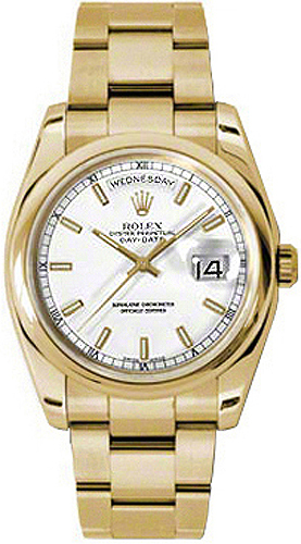 replique Montre Homme Rolex Day-Date 36 Cadran Blanc Or 118208