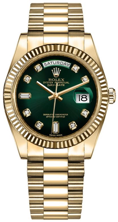 replique Montre Homme Rolex Day-Date 36 Cadran Diamant Vert 128238