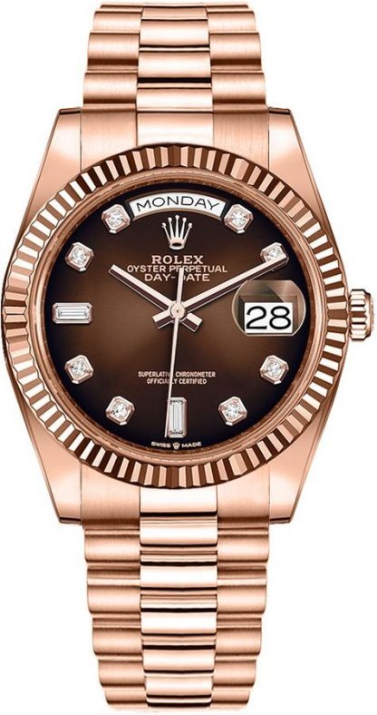 replique Montre Homme Rolex Day-Date 36 Cadran Ombre Marron 128235