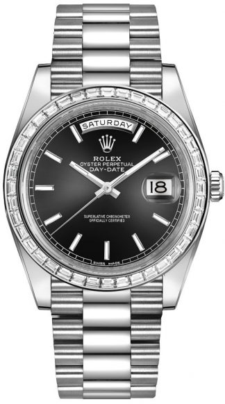 replique Montre Homme Rolex Day-Date 40 Cadran Noir Platine 228396TBR