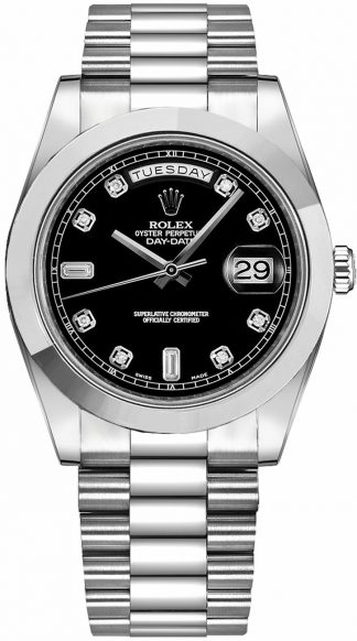 replique Montre Homme Rolex Day-Date 41 Black Diamond Dial Platine 218206