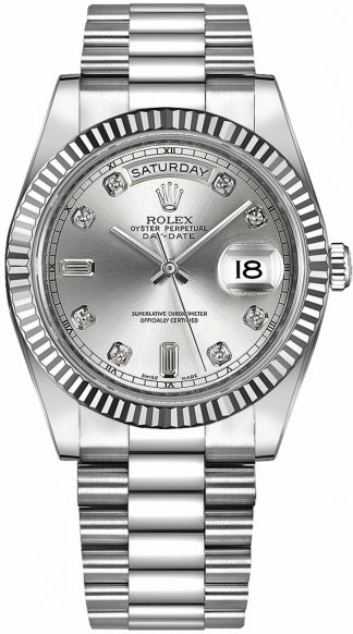 replique Montre Homme Rolex Day-Date 41 Cadran Diamant Argent 218239