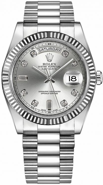 replique Montre Homme Rolex Day-Date 41 Cadran Diamant Argent 218239