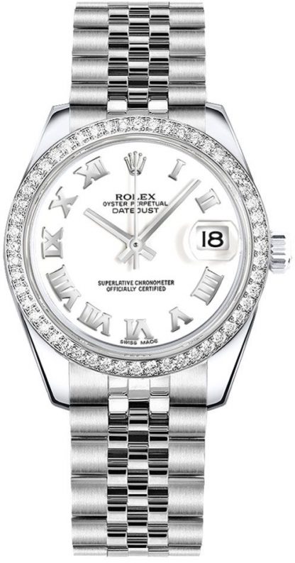 replique Montre Rolex Datejust 31 cadran blanc avec chiffres romains pour femme 178384