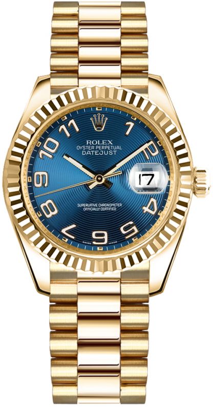 replique Montre Rolex Datejust 31 cadran bleu en or massif 178278