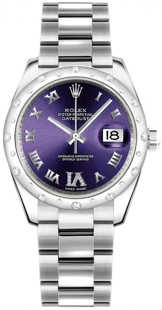 replique Montre Rolex Datejust 31 cadran diamant violet or et acier 178344