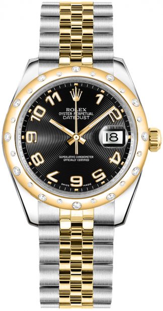 replique Montre Rolex Datejust 31 cadran noir or et acier 178343