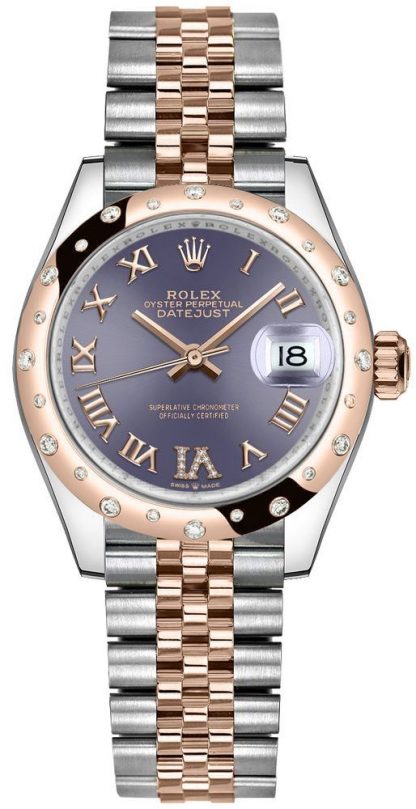 replique Montre Rolex Datejust 31 en acier et or rose pour femme de luxe 278341RBR