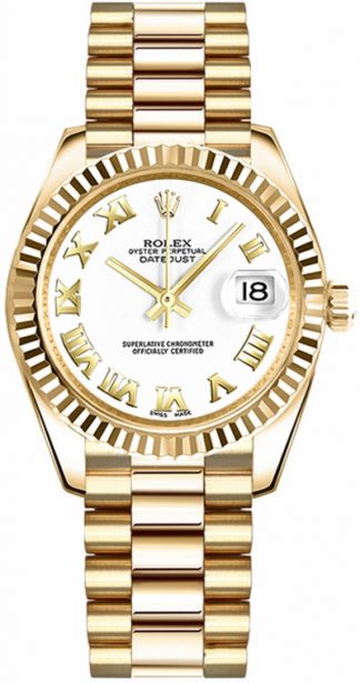 replique Montre Rolex Datejust 31 en or blanc avec chiffres romains 178278