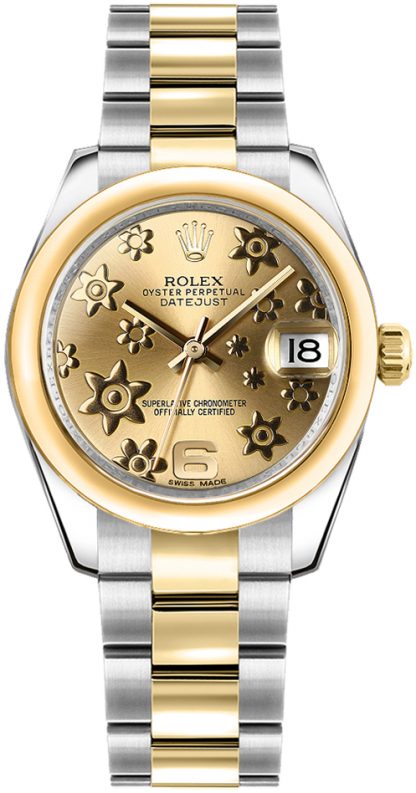 replique Montre Rolex Datejust 31 en or jaune et acier huilé 178243