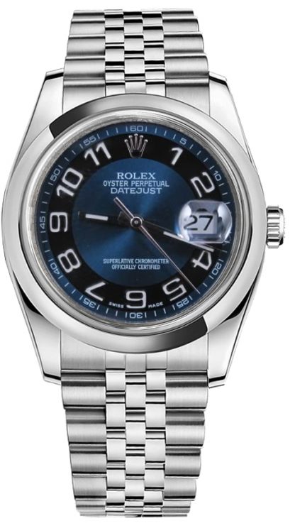 replique Montre Rolex Datejust 36 cadran bleu lunette bombée 116200