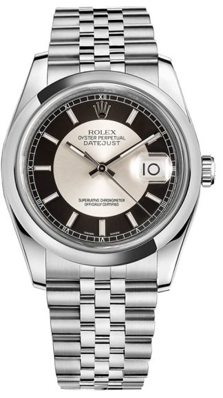 replique Montre Rolex Datejust 36 cadran noir et argent 116200