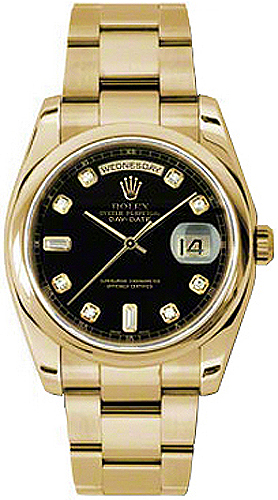 replique Montre Rolex Day-Date 36 Black Diamond Gold 118208