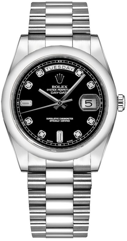 replique Montre Rolex Day-Date 36 Black Diamond Platinum 118206