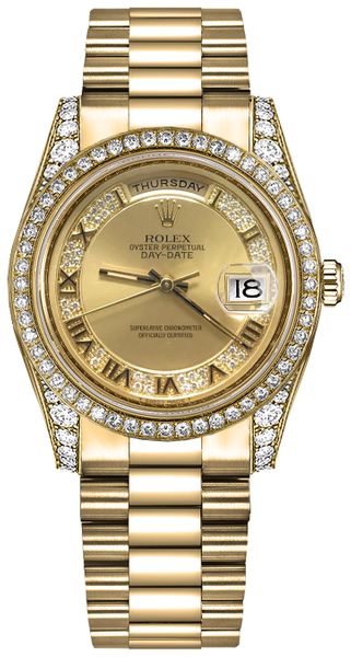 replique Montre Rolex Day-Date 36 Champagne Diamond Gold 118388