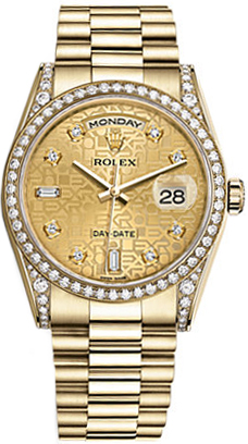 replique Montre Rolex Day-Date 36 Champagne Jubilee Diamond Gold 118388