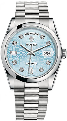 replique Montre Rolex Day-Date 36 Ice Blue Diamond Platine 118206