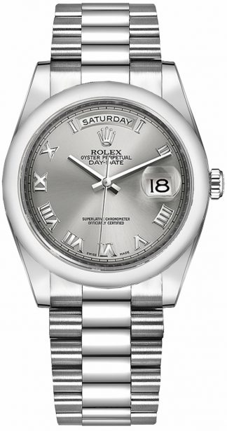 replique Montre Rolex Day-Date 36 Platine à lunette bombée 118206