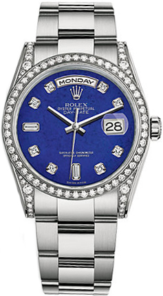 replique Montre Rolex Day-Date 36 cadran bleu en or 118389