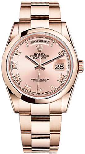 replique Montre Rolex Day-Date 36 cadran rose en or 118205