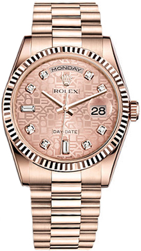 replique Montre Rolex Day-Date 36 en diamant rose et or rose 118235