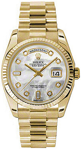 replique Montre Rolex Day-Date 36 en nacre et or jaune 118238