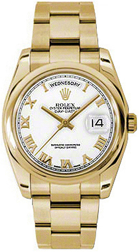 replique Montre Rolex Day-Date 36 en or blanc avec chiffres romains 118208