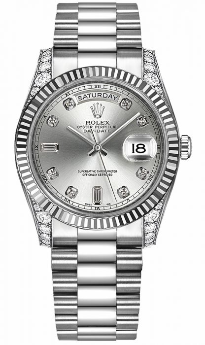 replique Montre Rolex Day-Date 36 en or blanc massif 18 carats 118339