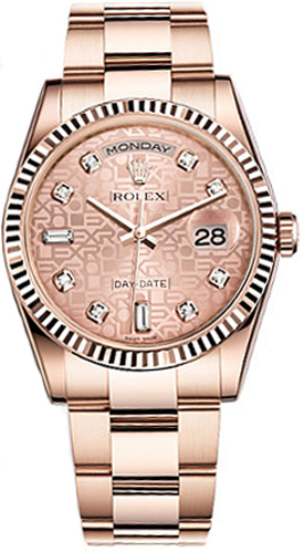 replique Montre Rolex Day-Date 36 en or rose avec diamants 118235