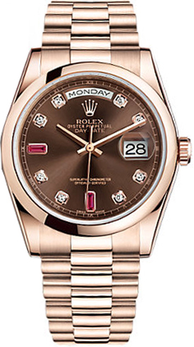 replique Montre Rolex Day-Date 36 en or rose massif 18 carats 118205