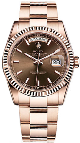 replique Montre Rolex Day-Date 36 en or rose massif 18 carats 118235