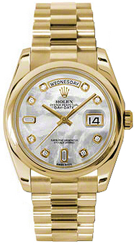 replique Montre Rolex Day-Date 36 nacre diamantée en or massif 118208